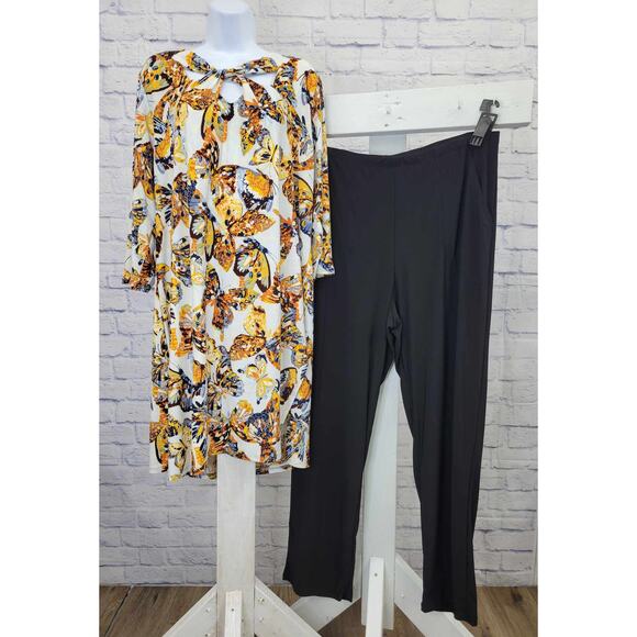 XXS BUTTERFLY A518217 Attitudes by Renee Regular Como Jersey Twist Neck 2-pc Set - Picture 1 of 3